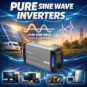 Qoltec Przetwornica napięcia Pure Sine Wave | 12V na 230V | 1000/2000W | LCD | USB | USB-C | Kompatybilna z LiFePO4 GEL AGM