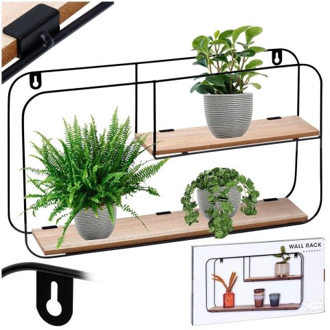 Półka Ścienna Metalowa LOFT 2 Poziomy Czarny 52 x 105 cm TRENDS4YOU