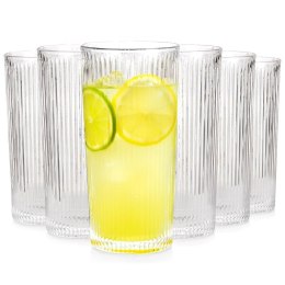 Szklanki Wysokie Zestaw 6 szt. 320 ml VILDE Ryflowane Szkło do Zmywarki