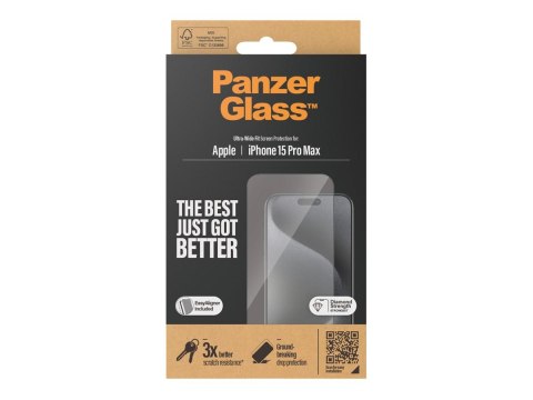 PanzerGlass PanzerGlass | Ochraniacz ekranu | Apple | IPhone 15 Pro Max | Szkło | Przezroczysty | Bardzo szerokie dopasowanie, Odporny na za