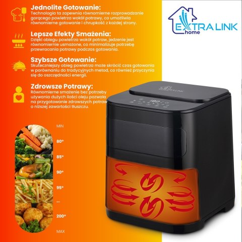 Extralink HOME AIR FRYER 5.2L EU SJ-520 frytkownica Pojedyńczy 5,2 l Frytkownica na gorące powietrze Czarny