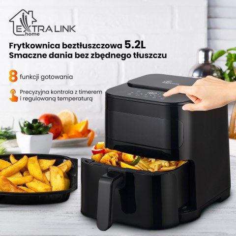 Extralink HOME AIR FRYER 5.2L EU SJ-520 frytkownica Pojedyńczy 5,2 l Frytkownica na gorące powietrze Czarny