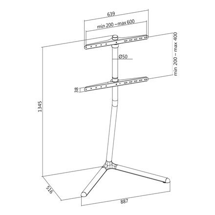 Logilink Logilink | Stojak podłogowy | BP0079 | Uchwyt | 49-70 " | Maksymalna waga (udźwig) 40 kg | Czarny