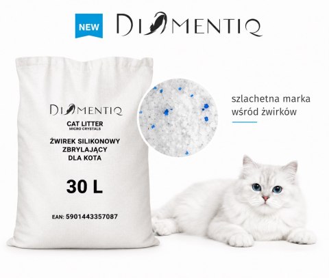 DIAMENTIQ żwirek micro crystals silikonowy, zbrylający dla kota 30l