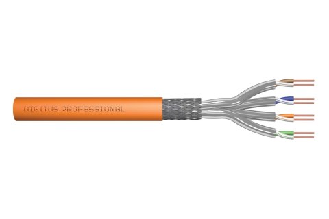 Digitus Kabel instalacyjny kat.7, S/FTP, Cca-s1a d1 a1, AWG 23/1, LSOH, 500m, pomarańczowy, szpula