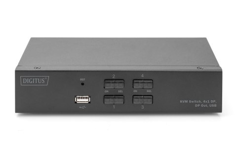 Przełącznik KVM, 4 portowy, 4K 60Hz, 4xDP IN, 1xDP OUT, 2xUSB A, 2x Audio IN&OUT