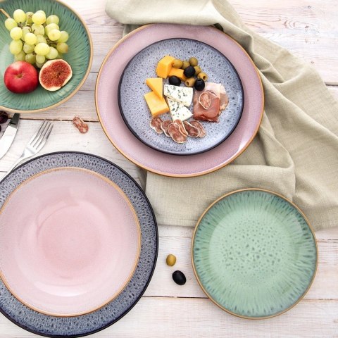 Talerz Deserowy Ceramiczny Zielony GLAZE 20,5 cm ORION Szkliwiony