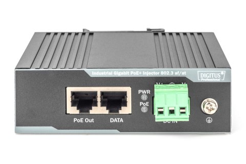 Zasilacz PoE+ przemysłowy. Gigabit, 802.3 af/a