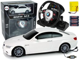 ND24_9723 Auto Zdalnie Sterowane BMW M3 Białe 2,4 G Pilot Kierownica 1:18 Dźwięk Światła 5904204756594 NASZEDZIECI