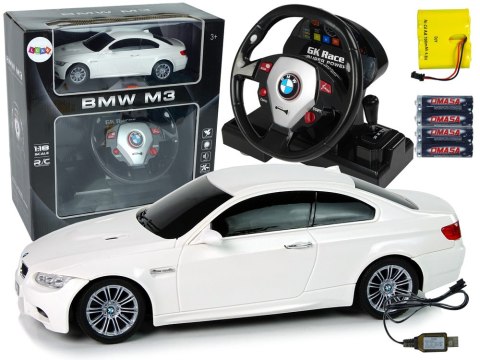 ND24_9723 Auto Zdalnie Sterowane BMW M3 Białe 2,4 G Pilot Kierownica 1:18 Dźwięk Światła 5904204756594 NASZEDZIECI