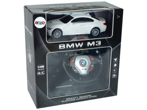 ND24_9723 Auto Zdalnie Sterowane BMW M3 Białe 2,4 G Pilot Kierownica 1:18 Dźwięk Światła 5904204756594 NASZEDZIECI