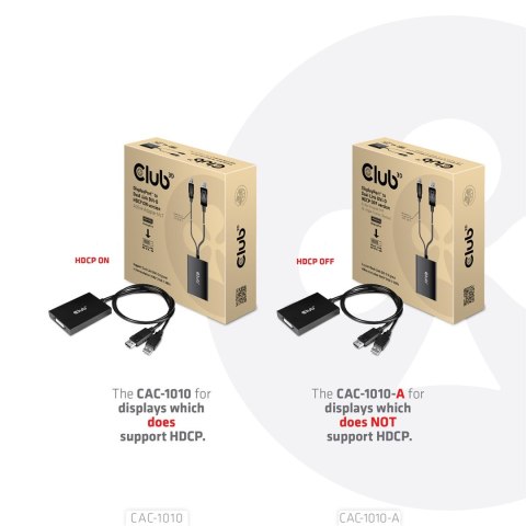 CLUB3D CAC-1010-A adapter kablowy 0,6 m DisplayPort DVI-D + USB Czarny