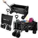 WÓZEK TURYSTYCZNO PLAŻOWY DELUXE SKŁADANY 90x57x73-96CM Z UCHWYTEM CZARNY