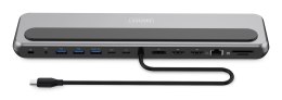 Stacja dokująca USB-C 12 portowa, max. 8K/30Hz z HDR, HDMI, DP, max. 3 monitory (MST), USB-C 3.2 Gen2, Gigabit Ethernet, SD/Micr
