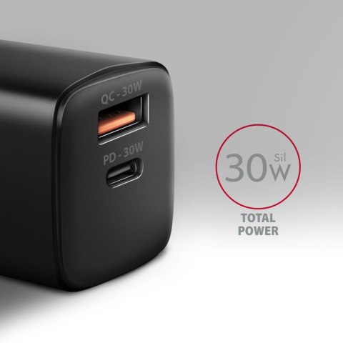 AXAGON AXAGON Sil wallcharger 2x port (USB-A + USB-C), 30W | ACU-PQ30