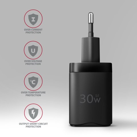 AXAGON AXAGON Sil wallcharger 2x port (USB-A + USB-C), 30W | ACU-PQ30