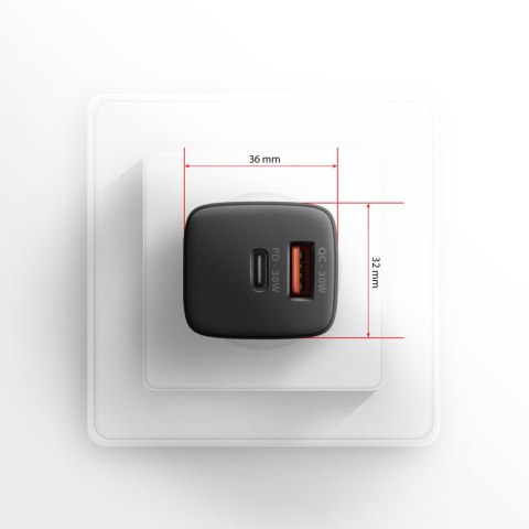 AXAGON AXAGON Sil wallcharger 2x port (USB-A + USB-C), 30W | ACU-PQ30