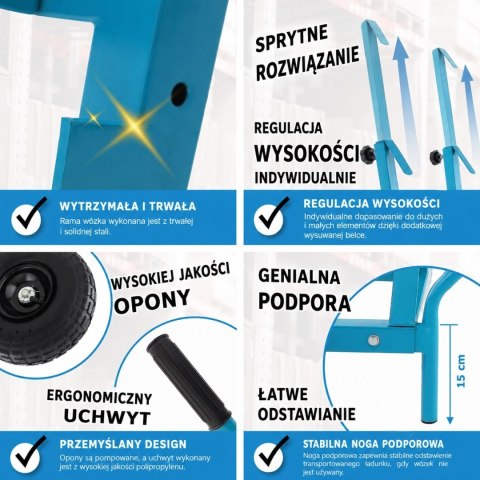 Wózek transportowy do płyt 200kg Bituxx stalowa mocna konstrukcja do transportu