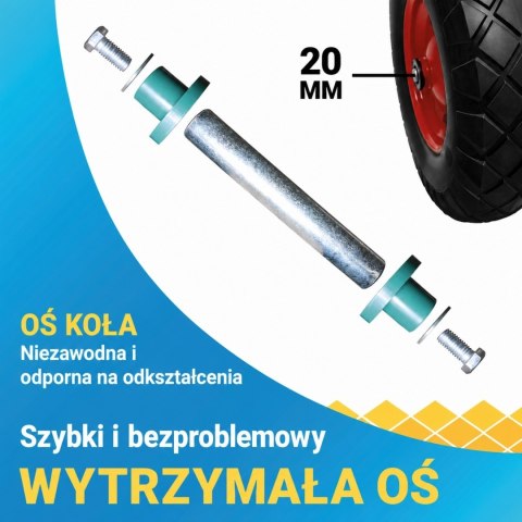 Czarne koło do taczki Pełne Bezdętkowe wzmacniane PU 400-8 Bituxx