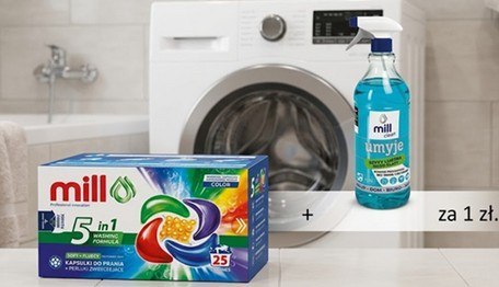 Kup kapsułki Mill Pro Color 25 szt.,+ płyn do szyb Mill Clean 1,22l za 1 zł