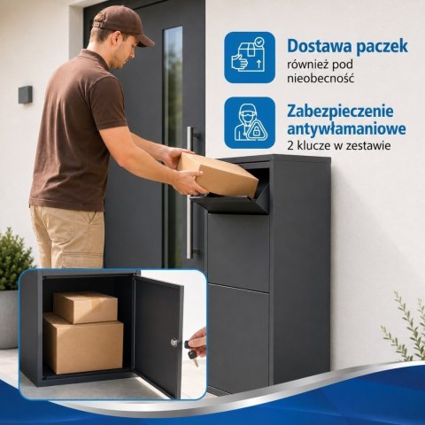Skrzynka na Paczki BITUXX XL Antracyt Zamykana Box na Przesyłki 82 cm