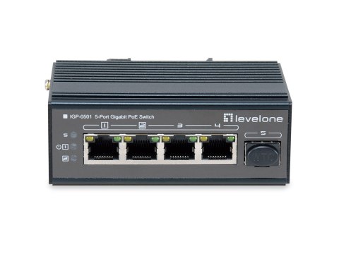 5-portowy gigabitowy przełącznik przemysłowy LevelOne - Szyna DIN - -30°C do 65°C - Gigabit Ethernet (10/100/1000) - Pełny duple