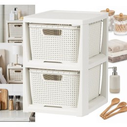 BRANQ Regał Łazienkowy Rattan Biały Z 2 Koszykami 2x7L 1727