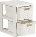 BRANQ Regał Łazienkowy Rattan Biały Z 2 Koszykami 2x7L 1727