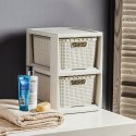 BRANQ Regał Łazienkowy Rattan Biały Z 2 Koszykami 2x7L 1727