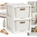 BRANQ Regał Łazienkowy Rattan Biały Z 2 Koszykami 2x7L 1727