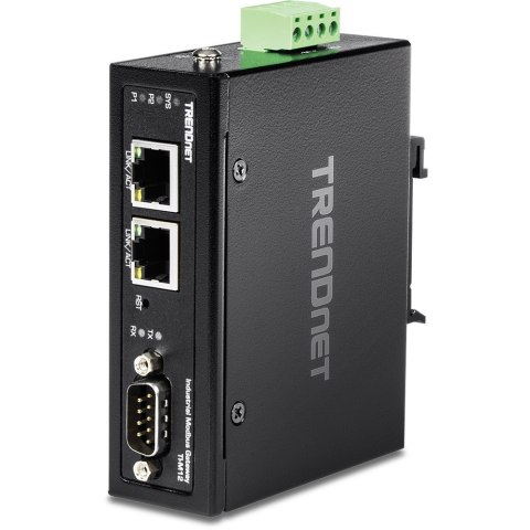 Brama przemysłowa TRENDnet TI-M12 - 100Mb LAN, RS-232, RS-485, Modbus, RS-442 - DC - Możliwość montażu na ścianie / szynie DIN -