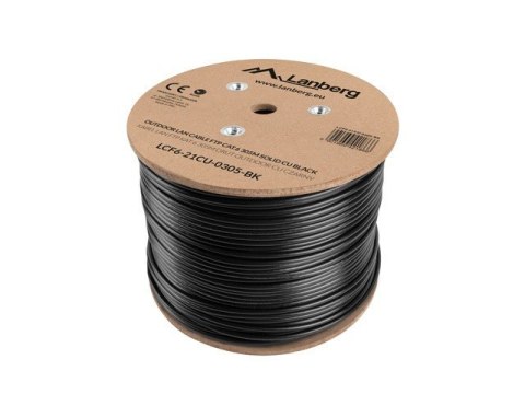 Kabel sieciowy zewnętrzne Lanberg LCF6-21CU-0305-BK (FTP; 305m; kat. 6; kolor czarny)