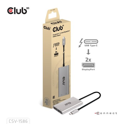 CLUB3D CSV-1586 huby i koncentratory Thunderbolt 3 40000 Mbit/s Srebrny