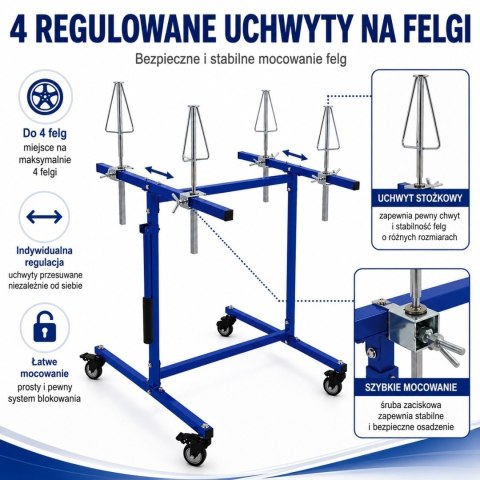 Stojak Lakierniczy Do Felg BITUXX Mobilny Na 4 Felgi 100 kg Warsztat