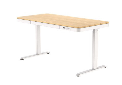 Activejet Biurko z elektryczną regulacją wysokości ET119S biały/dąb. Wymiar blatu 120x60 cm.