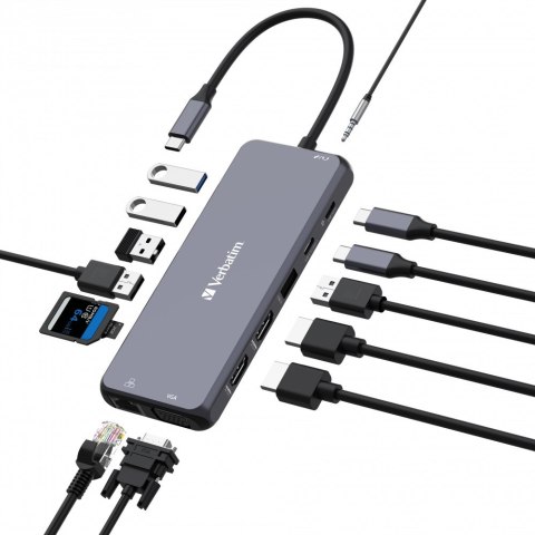 Adapter Verbatim CMH-14 USB Type-C 5000 Mbit/s Srebrny