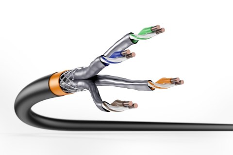 Digitus Kabel instalacyjny zewnętrzny suchy kat.7, S/FTP, AWG 23/1, PE, 100m, czarny, szpula