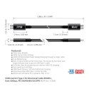 CLUB3D CAC-1579 kabel USB USB4 Gen 3x2 3 m USB C Czarny