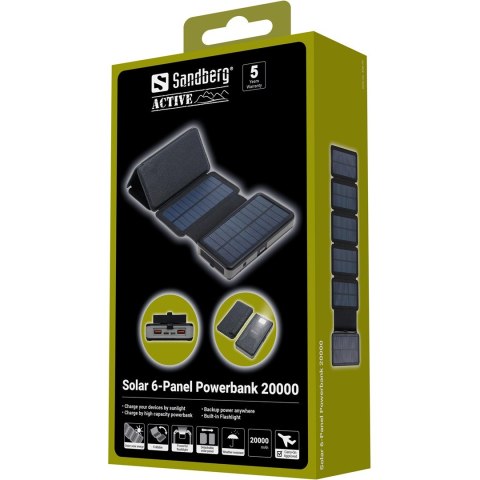 Sandberg 420-73 bank mocy Litowo-polimerowy (LiPo) 20000 mAh Czarny