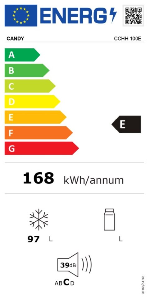 Candy Candy | Zamrażarka | CCHH 100E | Klasa efektywności energetycznej E | Komoda | Wolnostojąca | Wysokość 84,5 cm | Całkowita pojem
