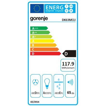 Gorenje Gorenje | Okap | DK63MCLI | Klasa efektywności energetycznej D | Przyścienny | Szerokość 60 cm | 621 m³/h | Sterowanie mechanicz