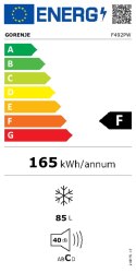 Gorenje Gorenje | Zamrażarka | F492PW | Klasa efektywności energetycznej F | Wolnostojąca | Wysokość 84,5 cm | Pojemność całkowita netto