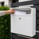 Biała Skrzynka pocztowa na listy połyskowa wrzutnia na gazety ulotki poczte