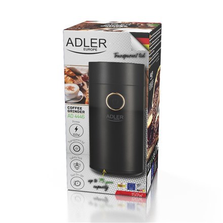 Adler Adler | AD 4446bg | Młynek do kawy | 150 W | Pojemność ziaren kawy 75 g | Liczba filiżanek szt. | Czarny