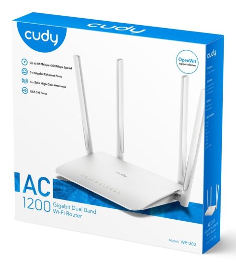 Cudy WR1300 router bezprzewodowy Gigabit Ethernet Dual-band (2.4 GHz/5 GHz) Biały
