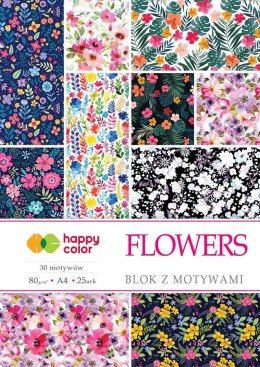 ND39_456377 BLOK Z MOTYWAMI FLOWERS A4/15K 25MOTYW 80G HAPPY