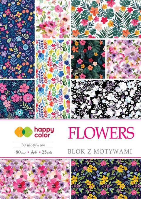 ND39_456377 BLOK Z MOTYWAMI FLOWERS A4/15K 25MOTYW 80G HAPPY