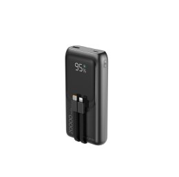 GEMBIRD POWERBANK O POJEMNOŚCI 20000MAH, SZYBKIE ŁADOWANIE 20W, WYŚWIETLACZ LCD, ZINTEGROWANE KABLE KOLOR CZARNY