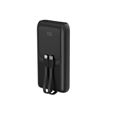 GEMBIRD POWERBANK O POJEMNOŚCI 20000MAH, SZYBKIE ŁADOWANIE 20W, WYŚWIETLACZ LCD, ZINTEGROWANE KABLE KOLOR CZARNY