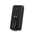 GEMBIRD POWERBANK O POJEMNOŚCI 20000MAH, SZYBKIE ŁADOWANIE 20W, WYŚWIETLACZ LCD, ZINTEGROWANE KABLE KOLOR CZARNY